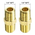thumbnail image 3 of Brass Pipe Fitting Reducer Adapter 1/4NPT Male x 1/4NPT Male for Water Oil Air Pressure Gauge, Pack of 2, 3 of 6