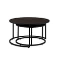 thumbnail image 6 of CQSXDA Modern Faux Leather Nesting Round Coffee Table Set of 2 with Metal Base for Living Room Accent, Dark Brown, 6 of 6
