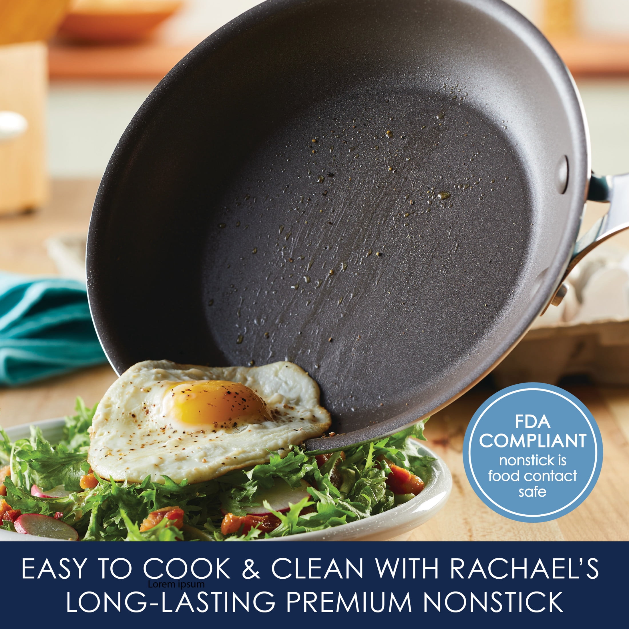 Rachael Ray Cook + Create Aluminum Nonstick Frying Pan, 10 inch, Gray
