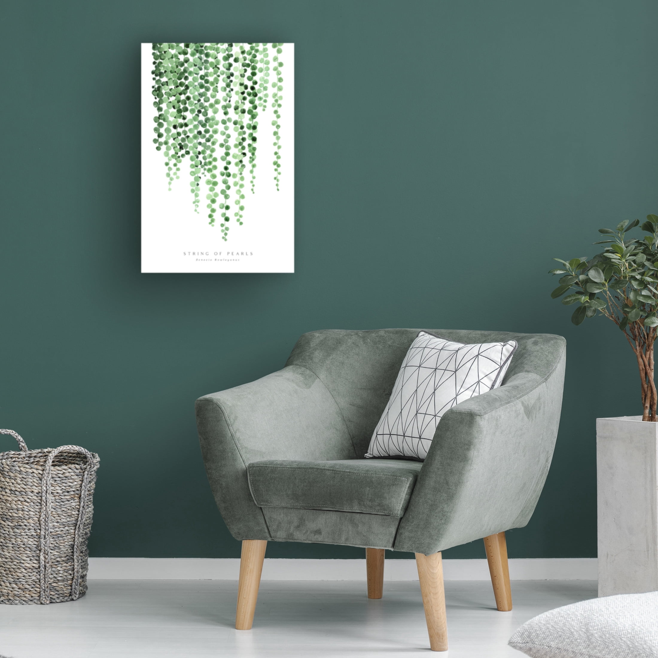 Canvas Wall Art - blursbyai 'Watercolor String Of Pearls' Wall Art for Living Room, Bedroom, or Office Décor by Trademark Fine Art - 12 x 19 Inches