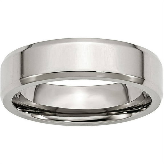 Stainless Steel Beveled Edge 6mm Polished Band, Available in Multiple Sizes