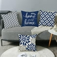thumbnail image 2 of Dahlia Floral Pillow Covers 18x18Inch Set of 4, Navy Blue Gray Geometric Modern Abstract Home Sweet Home Decorative Pillow Covers, Pillow Cushion Cases for Room Sofa Bed Home Decor, 2 of 6
