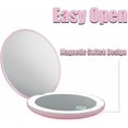 thumbnail image 5 of Espejo compacto LED, espejo compacto con aumento recargable de 1x/10x, pequeño espejo de maquillaje de viaje regulable, espejo de bolsillo, regalos para niñas, rosa, 5 of 5