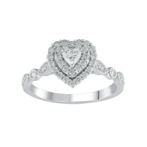 Brilliance Fine Jewelry 1/2 ct Lab Grown Diamond Double Halo Engagement Women Ring Sterling Silver