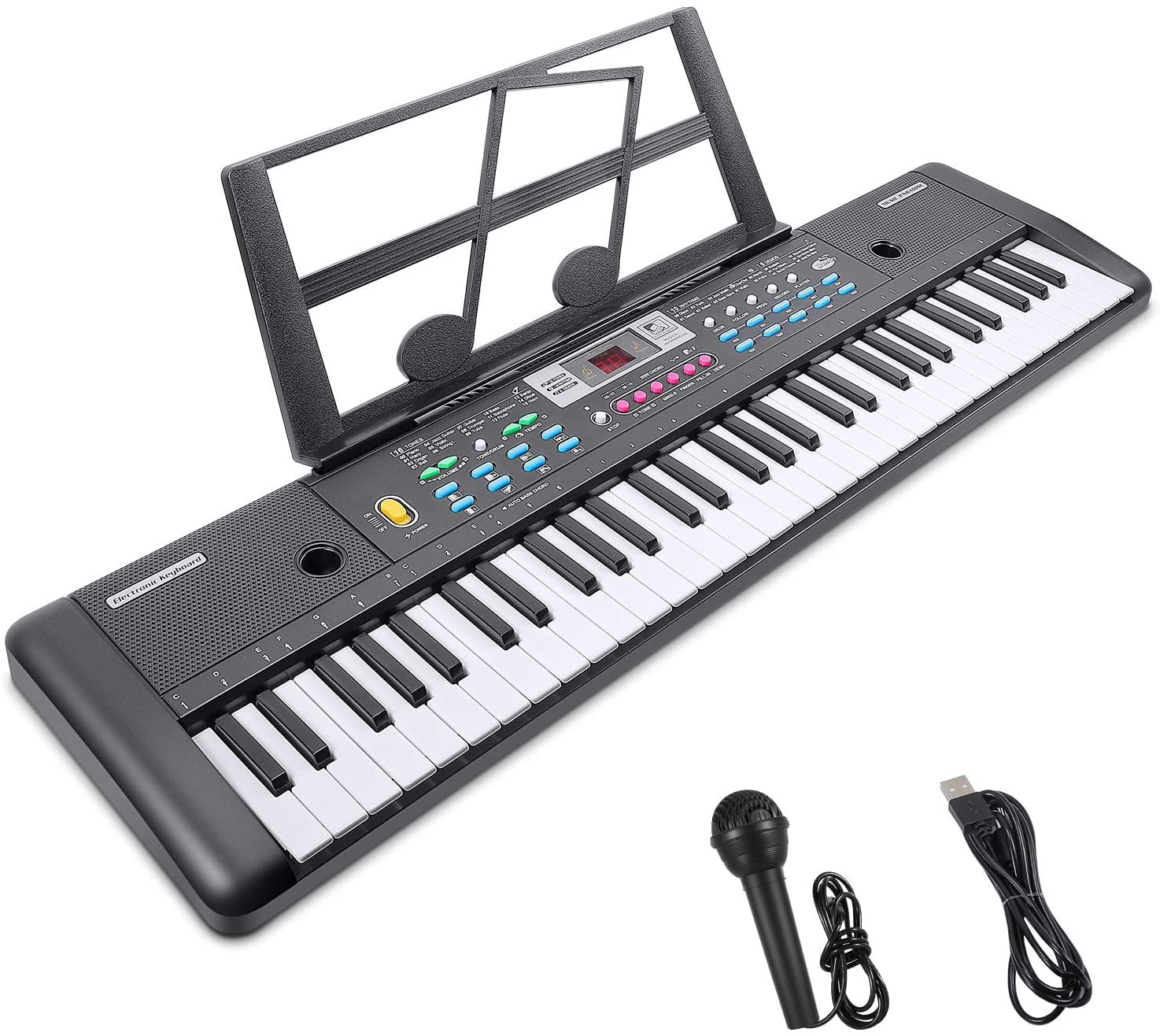 RenFox 61-Key Electric Piano Keyboard with Microphone & Music Stand  Portable Electronic Kids Piano Keyboard Multifunction Kids Teaching Music  Keyboard 