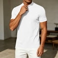 thumbnail image 2 of AKOEE Men's Summer T-Shirts Mock Crew Neck Soft Base Tee Short Sleeve Plain Tshirts Casual Tops Loose Fit (L, White), 2 of 7