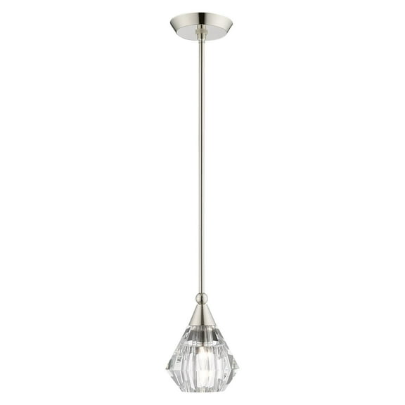 Livex Lighting  1 Light Polished Nickel Mini Pendant, 47071-35 - 7" Dia x 17" - 65" Adj. H
