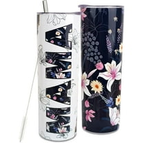 Mom Tumbler With Straw and Lid, Stainless Steel 20oz Skinny Tumbler for Mama Birthday Mother''s Day Christmas Gifts from Daughter Son