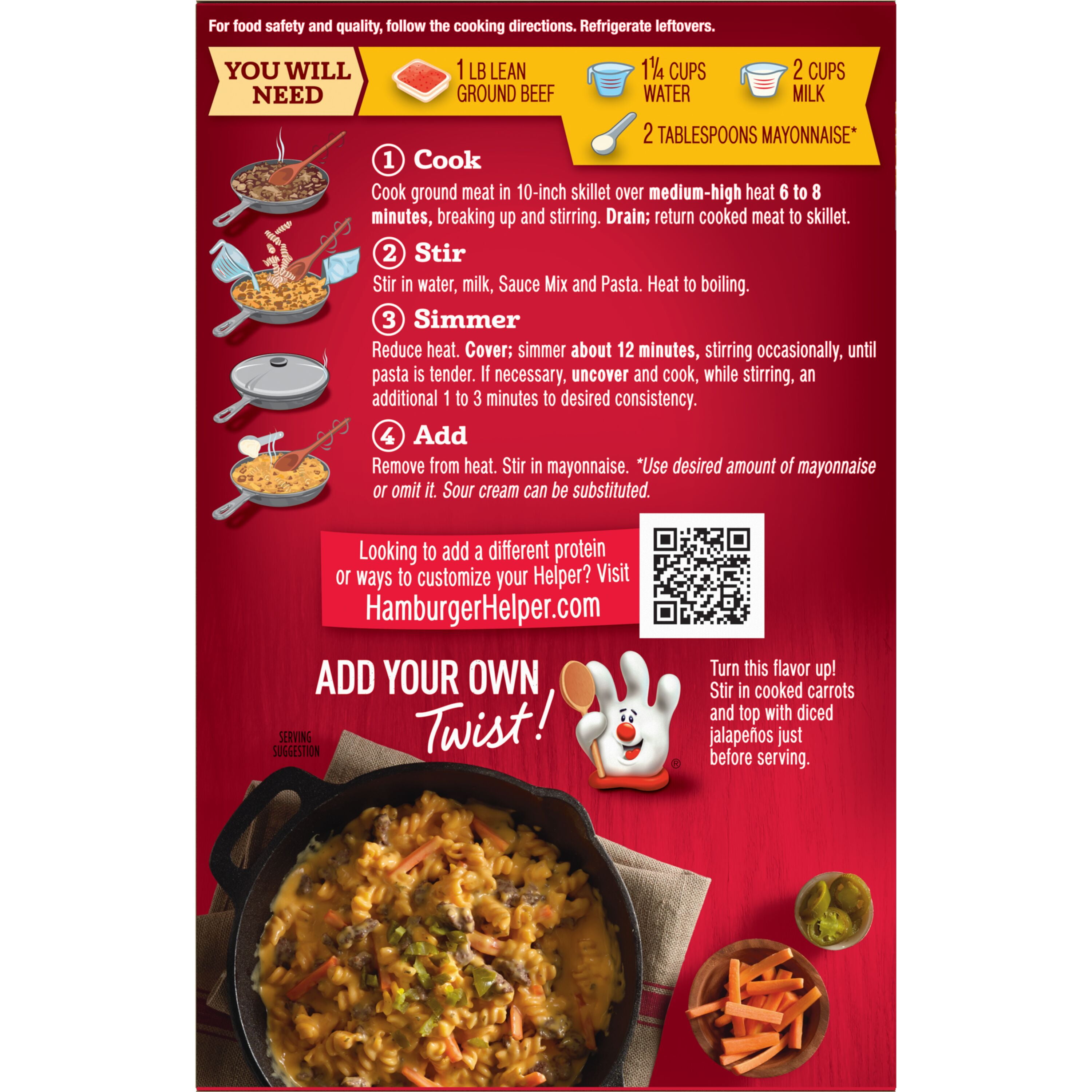 (12 pack) Hamburger Helper Cheesy Ranch Burger, 5.5 oz Box
