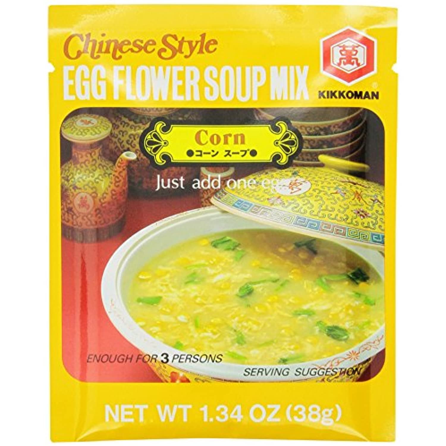 Kikkoman Corn Instant Egg Flower Soup, 1.3-Ounce (Pack Of 12)