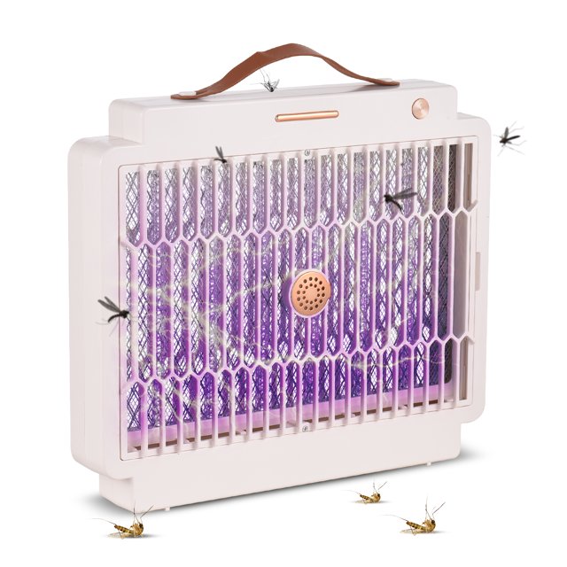 Exterminador de mosquitos portátil para interiores para el hogar Exterminador de insectos eléctrico de 3000 V Batería recargable incorporada de 1800 mAh Trampa para moscas antimosquitos USB con mango