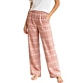 thumbnail image 2 of Ohufall Pajama Pant for Women Plaid Elastic Waist Soft Pant Sleep Lounge Comfort Casual Sleepwear, 2 of 9