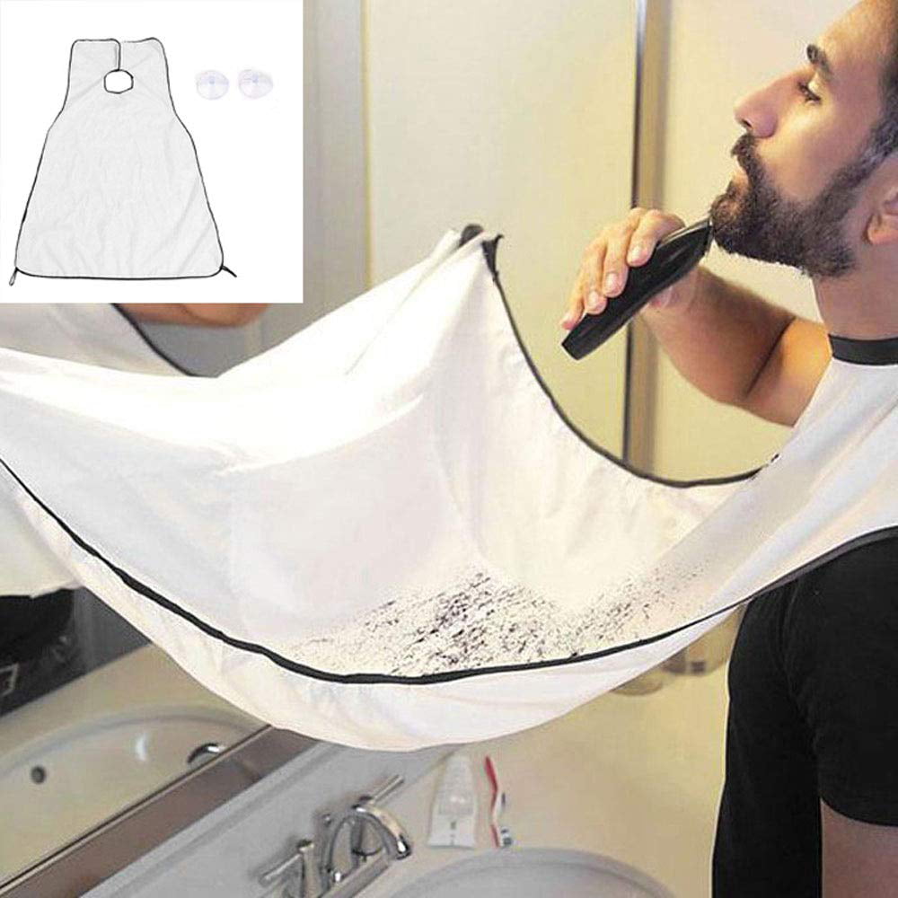 Xelparuc 2pcs Hair Cutting Cape and Beard Bib, Haircut Cape Hair Catcher for Adults/Kids, Beard Catcher Apron for Shaving and Trimming with 2 Suction Cups
