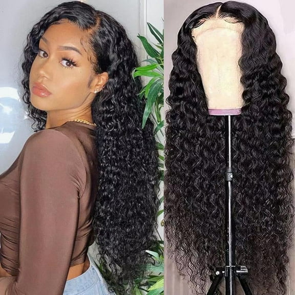 Deep Wave Lace Front Wig, Human Hair, 180 Density, HD Full Lace Front Wig, Curly Human Hair Wig with Baby Hair for Women