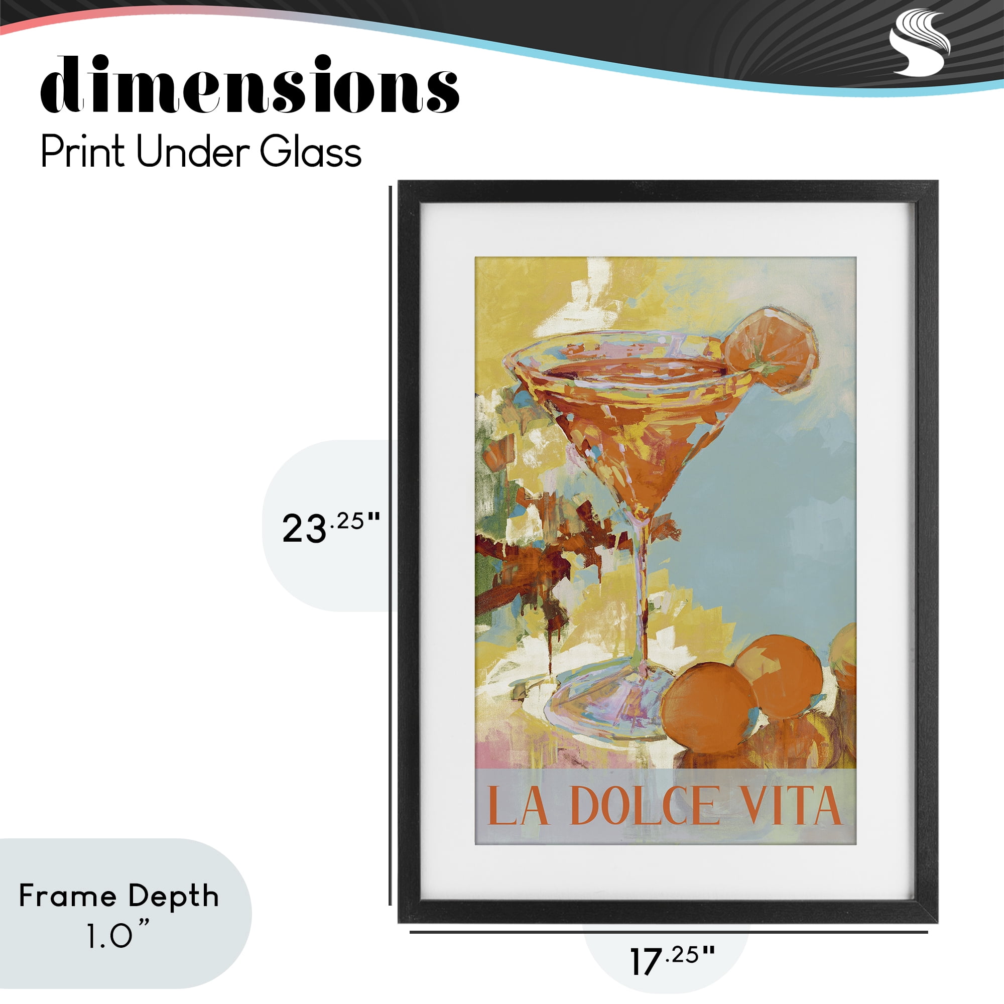 Stupell Industries La Dolce Vita Citrus Cocktail Black Framed Print Under Glass, design by Jane Slivka