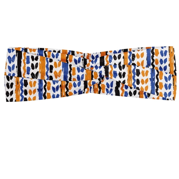 Tribal Headband, Watercolor Chevron Zigzags Brush Strokes Herringbone Lines, Elastic and Soft Women's Bandana for Sports and Everyday Use, Grey Red Coconut, by Ambesonne