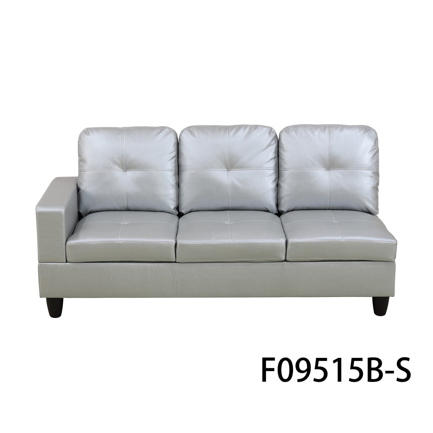 Hommoo L Shaped Sectional Couches and Sofas, 4-Seat Semi Semi PU Synthetic Leather Sectional Sofa Sets, Modern Living Room Furniture Sets, 17.5'' Back Height, Silver White(No Ottoman)