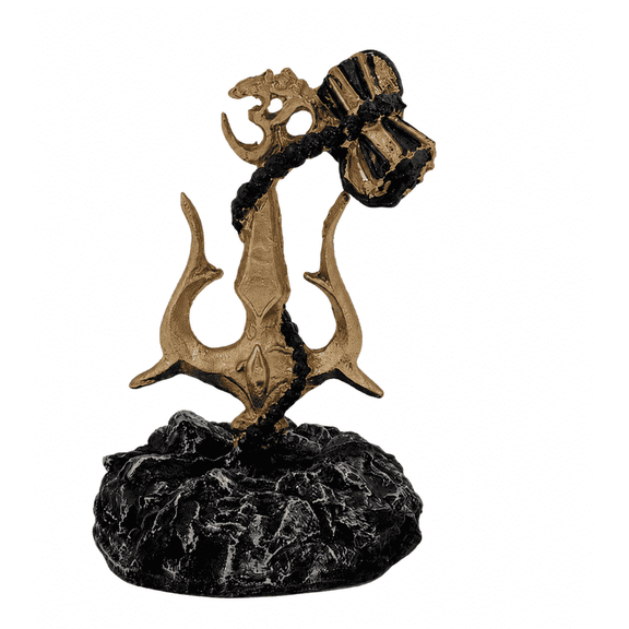 REGVO - Shiva Damru Om Symbol Idol Decorative Black Statue Trishul Hindu Religious Home Decor Spiritual Sculpture Puja Room Showpiece Gift