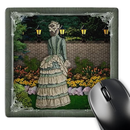 3dRose  Victorian Lady in the garden with lamp poles lit and pretty frame  MousePad price history on PriceWatchPro