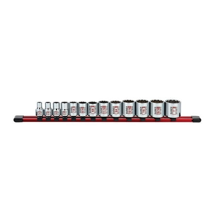 

Sunex-38001C 3/8 In. Dr 12 Pt Standard SAE Socket Rail 13 Pc Set