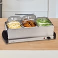 thumbnail image 4 of Bandeja de servidor de buffet eléctrico profesional Gran capacidad Bandeja de 3 platos calientes Lavabo rectangular para buffet Cocina Restaurante Macarena Bandeja de servidor buffet, 4 of 8
