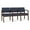 Castillo Batik Blue, variant on Lenox Wood Reception Waiting 3-Seat Tandem Seating / Walnut Wood / Blue