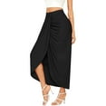 thumbnail image 4 of Women Casual Slit Wrap Asymmetrical Elastic High Waist Maxi Draped Solid Color Skirt Vacation Holiday Female Dailywear, 4 of 8