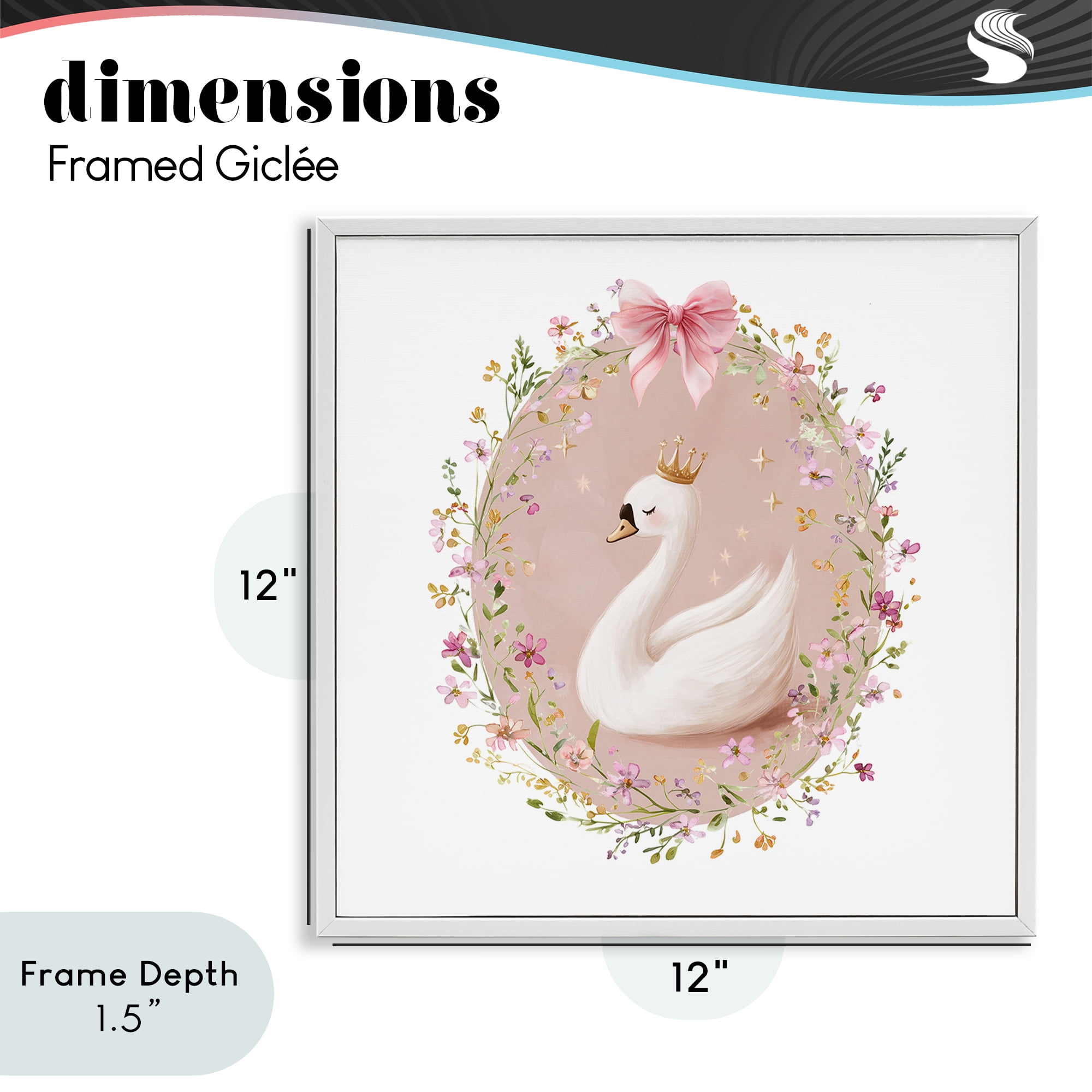 Stupell Industries Queen Swan with Florals White Framed Giclee Art, design by Christine Simpson Art