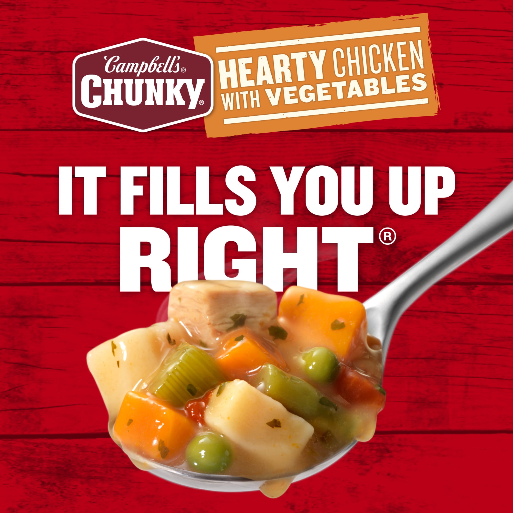 (12 pack) Campbell's Chunky Soup, Ready to Serve Chicken with Vegetables Soup, 18.6 oz Can