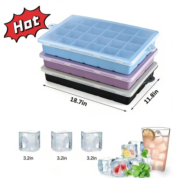 mfyjkho Silicone Ice Molds Tray with Lid 15 Compartments Square Ice Mold for Whiskey Cocktail Ice Mold for Refrigerator Party Bar Home Kitchen(1 Pack, 1.26 Inch Cubes / 3.2 Cm)