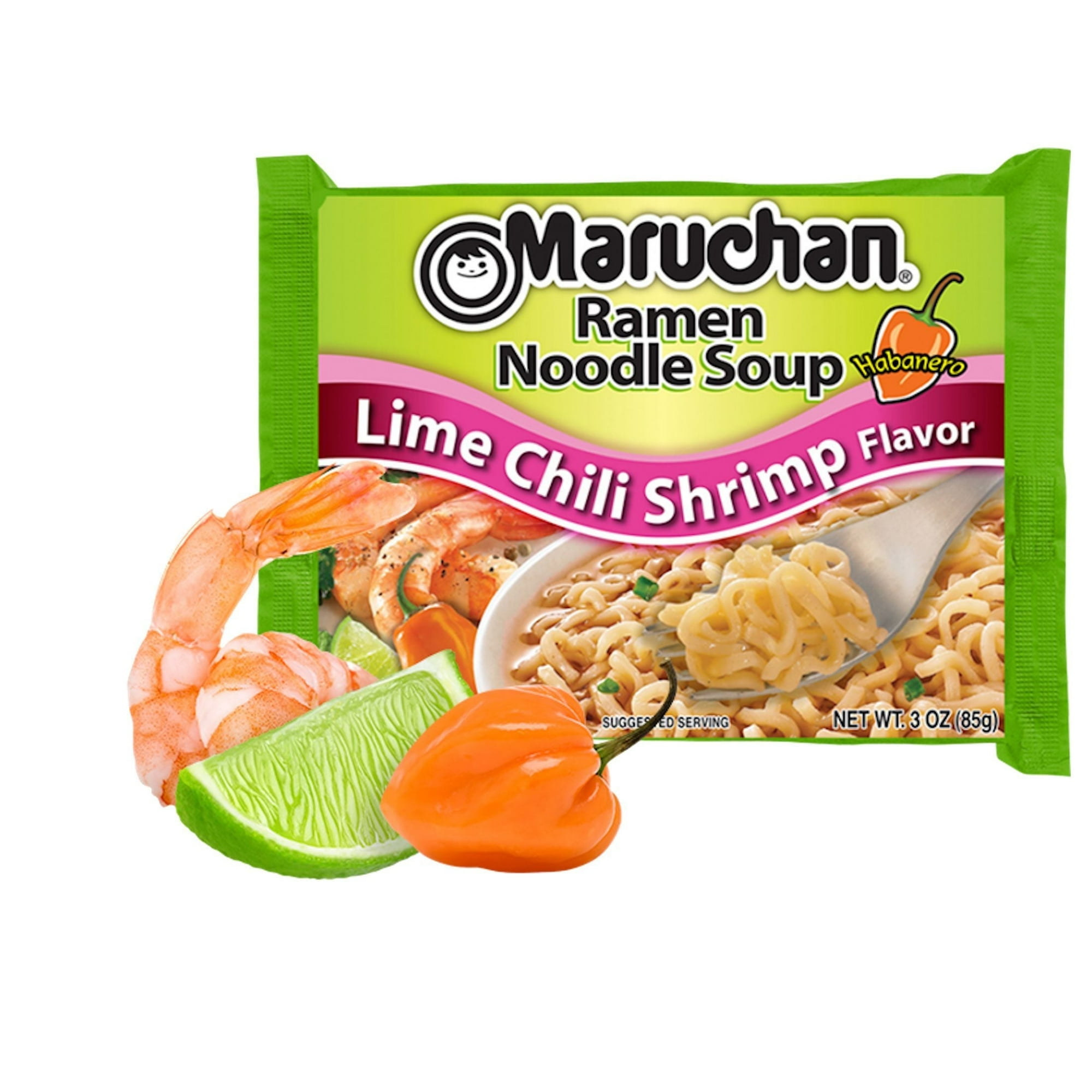 (2 pack) ( 12 Pack ) Maruchan Ramen Noodle Soup Lime Chili Shrimp (3 oz)