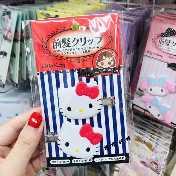 Kawaii Cute Cartoon KT Melody Kuromi Shiny with Drill Seamless Front Hairpin Bangs Clip Toys Hobbies Holiday Li for Girls