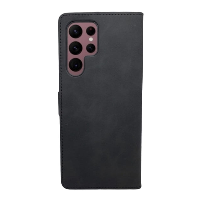 Funda Cartera Suave Para Samsung S22 Ultra Negro Más 2 Micas De Cristal