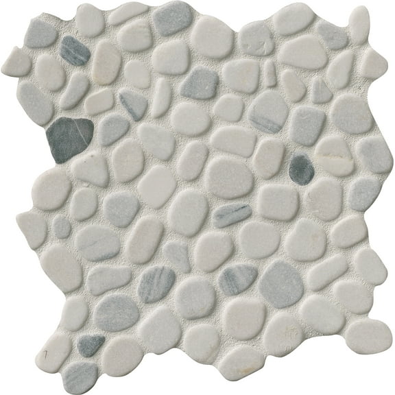 MSI Black and White Pebbles 11.42 in. x 11.42 in. x 10 mm Marble Mesh-Mounted Mosaic Tile (9.1 sq. ft. / case)