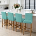 thumbnail image 3 of Teal Bar Stool Cover Set of 4, Farmhouse Burlap Solid Green Color Modern Linen Texture Stretch Bar Chair Cover, Removable Washable Pub Counter Stool Chair Slipcover for Kitchen Dining Room Pub Cafe, 3 of 9