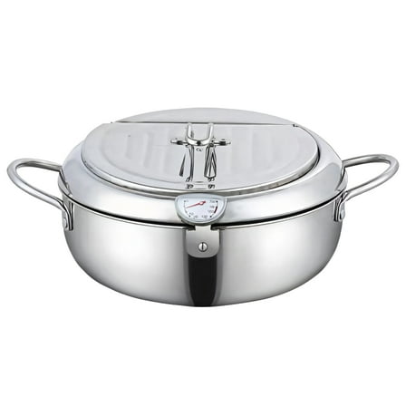 Stainless Steel Tempura Fryer with Thermometer and Lid