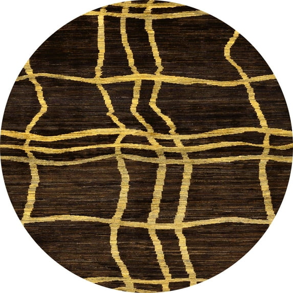 Ahgly Company Indoor Round Abstract Dark Bisque Brown Abstract Area Rugs, 3' Round
