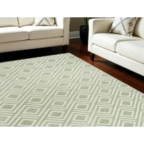 7' X 9' Green Geometric Area Rug