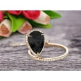 thumbnail image 2 of Bridal Ring Pear Shape 2.25 Carat Black Diamond Moissanite Wedding Ring Set Engagement Ring 10k Yellow Gold Claw Prong Halo Matching Band Vintage looking, 2 of 3
