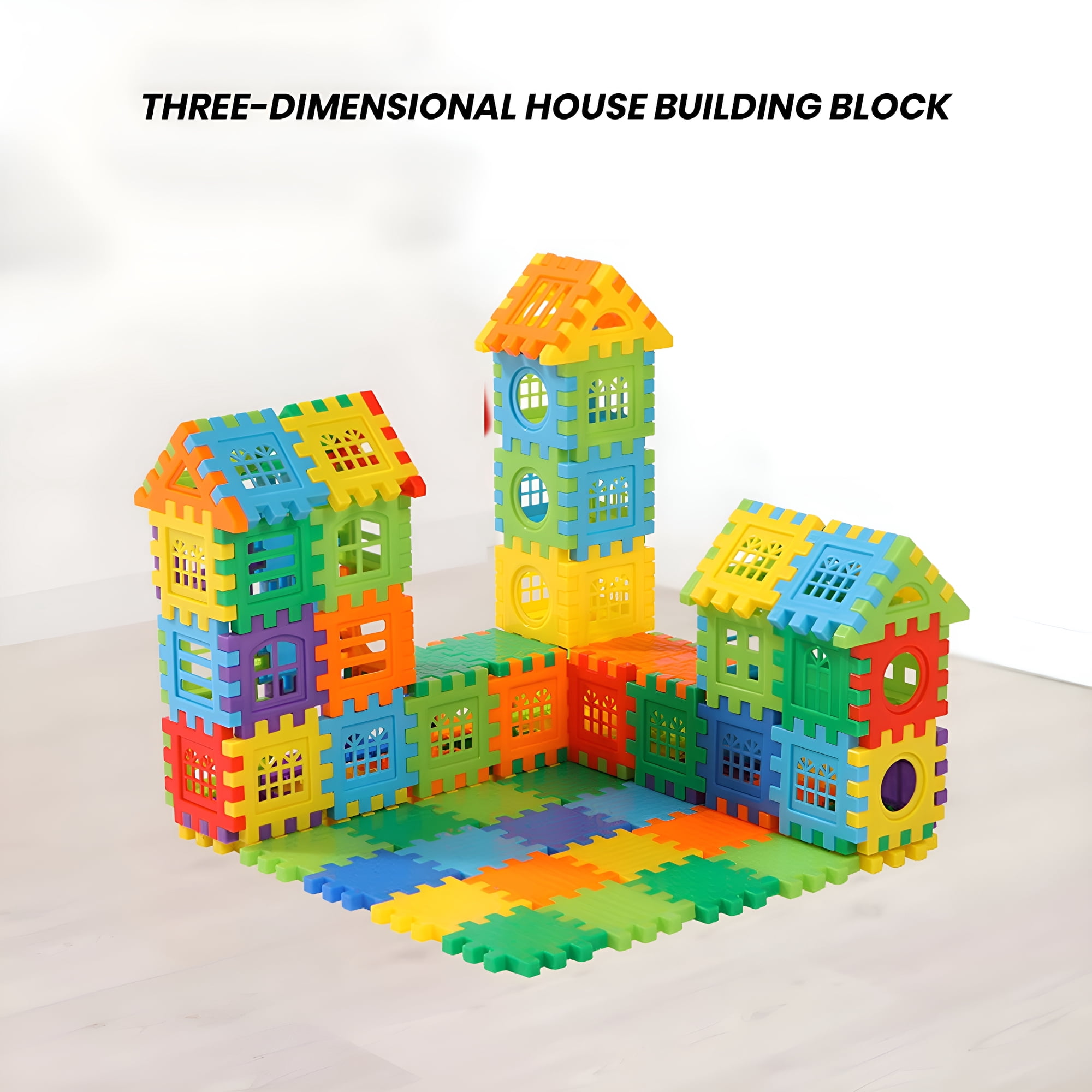 BESTSKY Toddler Building Blocks, 50Pcs Waffle Construction Toys, STEM Preschool Learning Sets, Sensory Motor Skill Development Educational Gifts for Kids Ages 2-7