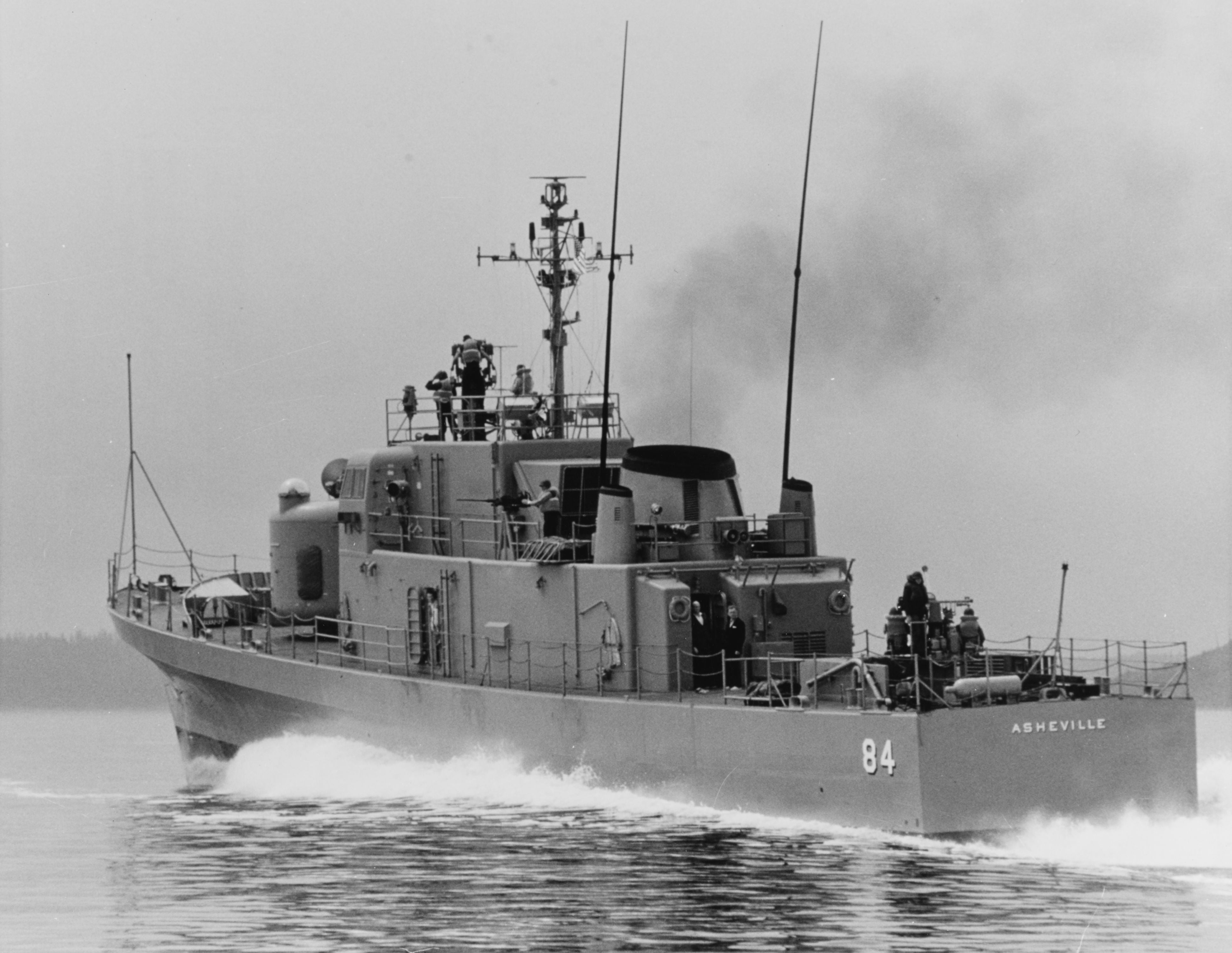 The U.S. Navy gunboat USS Asheville (PG-84), 1 August 1966.-20 Inch By