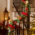 thumbnail image 5 of Valery Madelyn 6 ft Pre-Lit Christmas Garland Red Gold Lighted Garland with Bow & Ornament Perfect for Wedding Valentine's Day Party Table Decoration, 5 of 8