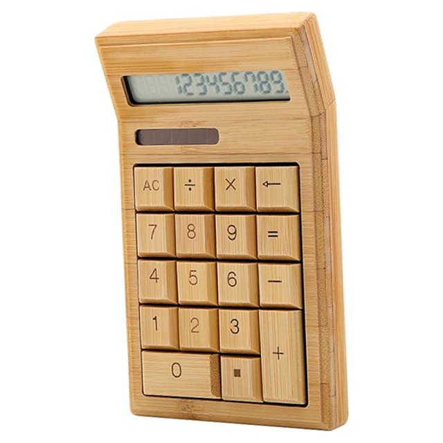 Calculadora Ecológica Bambú Calculadora Electrónica Contador Función Estándar 12 Dígitos Solar Y Batería Doble Para La Escuela Minorista De La Escuela En Casa Tienda Minorista