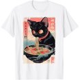 thumbnail image 1 of Ramen Noodles Cat Japan Y2K Kawaii Retro Cats Manga Anime Camiseta, 1 of 2