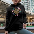 thumbnail image 2 of Retro Mama Needs Coffee, Smiling Face with Leopard Print Art Merch Gift, Black Hooded Sweatshirt or Hoodie, 3XL, 2 of 5