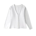 thumbnail image 1 of TRAF-suéter tipo cárdigan de punto ajustado con gancho frontal para mujer, cuello en V, mangas largas, dobladillo dividido lateral, ropa de abrigo femenina, Tops elegantes, moda, 1 of 5