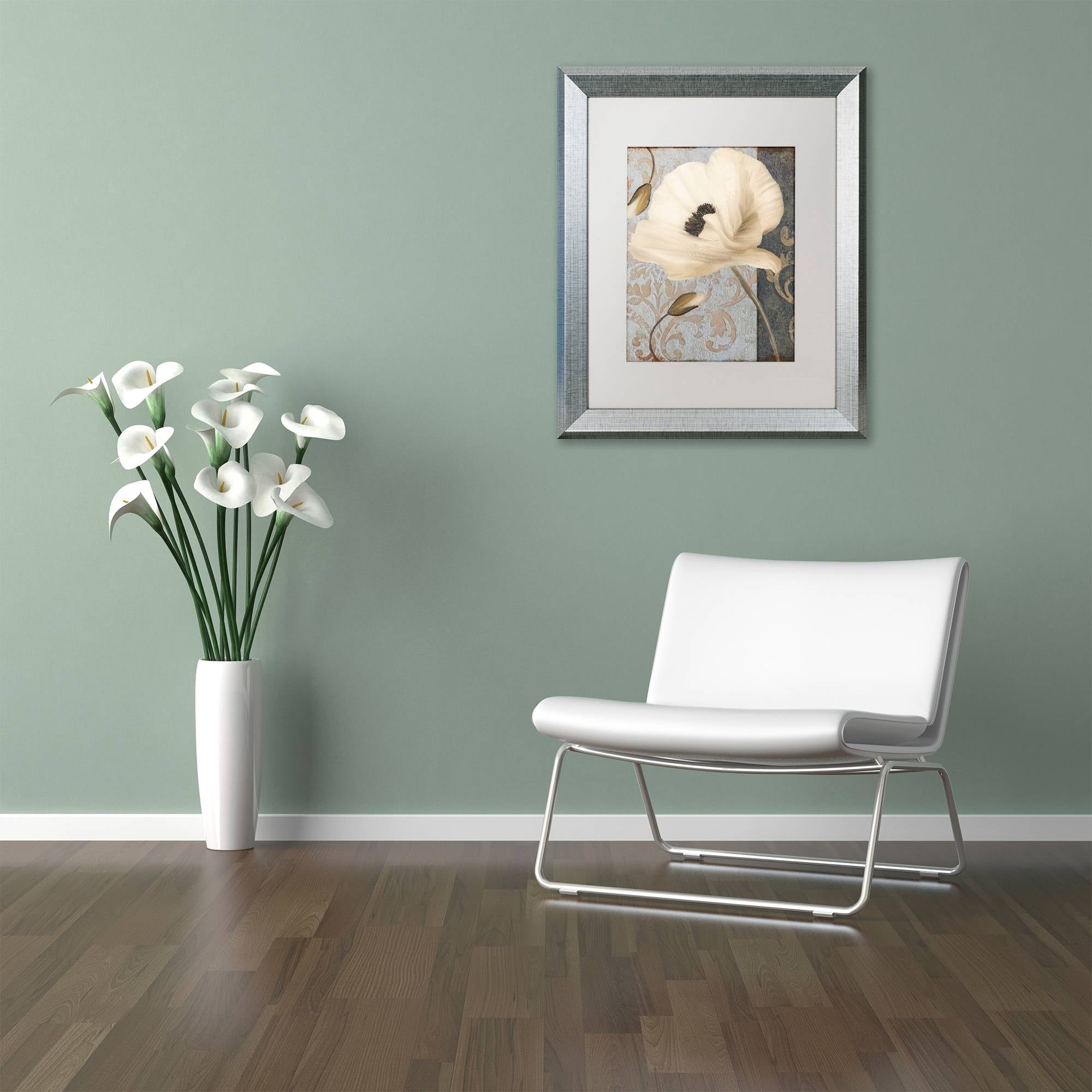 Trademark Fine Art "Poppy Brocade II" Canvas Art by Color Bakery White Matte, Silver Frame