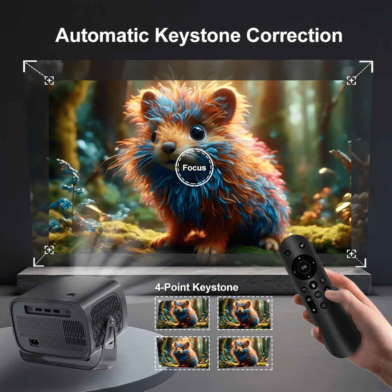 Golden Projector with WiFi and Bluetooth, Projector 1080P, Portable Projector, Auto Focus Keystone