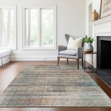Addison Rugs Chantille Indoor/Outdoor Transitional Stripes Copper Washable Rectangle Rug, 5' x 7'6"