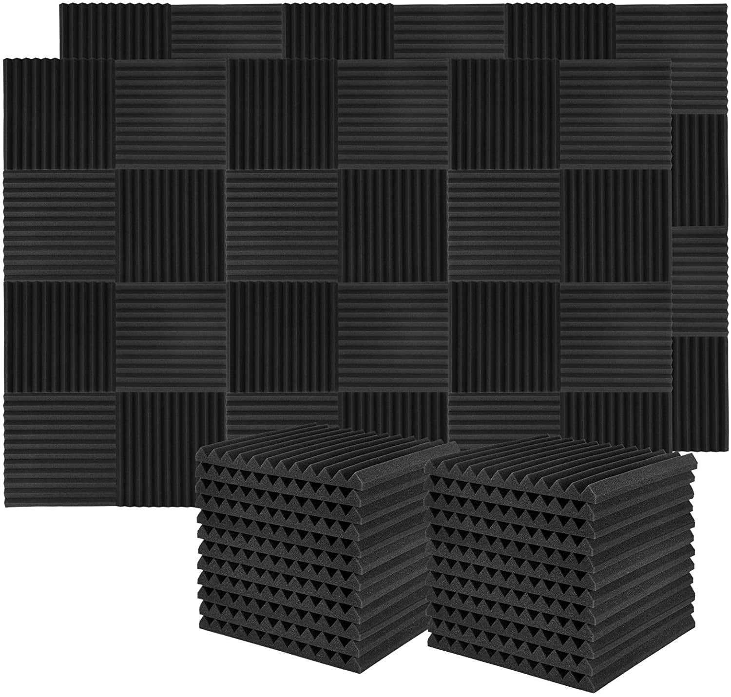 24pcs Acoustic Foam for Ceiling Wall Sound Insulation Panel Blue-Black 